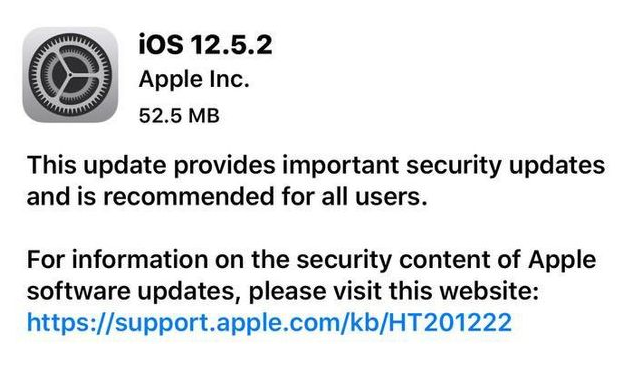 石河镇苹果手机维修分享iOS12.5.2发布，建议所有老苹果用户安装 
